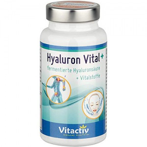 HYALURONSÄURE Kapseln hochdosiert, 400 mg Hyaluronsäure (100% natürlich, plus Vitamine und Mineralien) pro Tagesdosis, für Haut, Bindegewebe, Knochen, Bänder, Sehnen u.v.m, 60 Kapseln (Monatspack) 