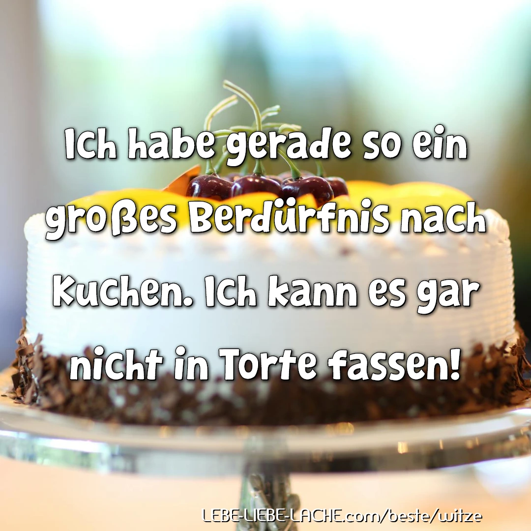 Ich habe gerade so ein großes Berdürfnis nach Kuchen. Ich kann es gar nicht in Torte fassen!