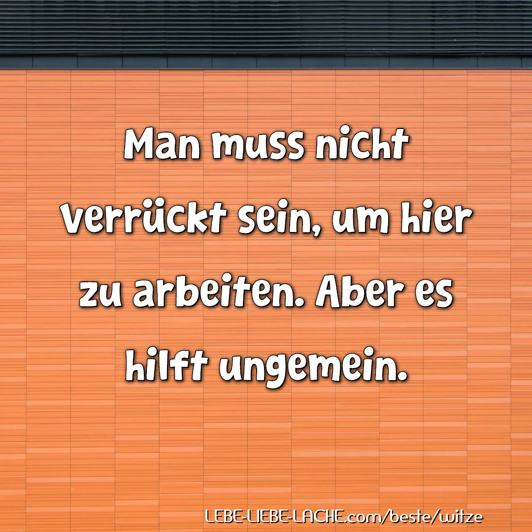 Man muss nicht verrückt sein, um hier zu arbeiten. Aber es hilft ungemein.