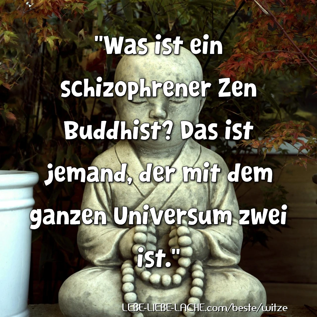 "Was ist ein schizophrener Zen Buddhist? Das ist jemand, der mit dem ganzen Universum zwei ist."