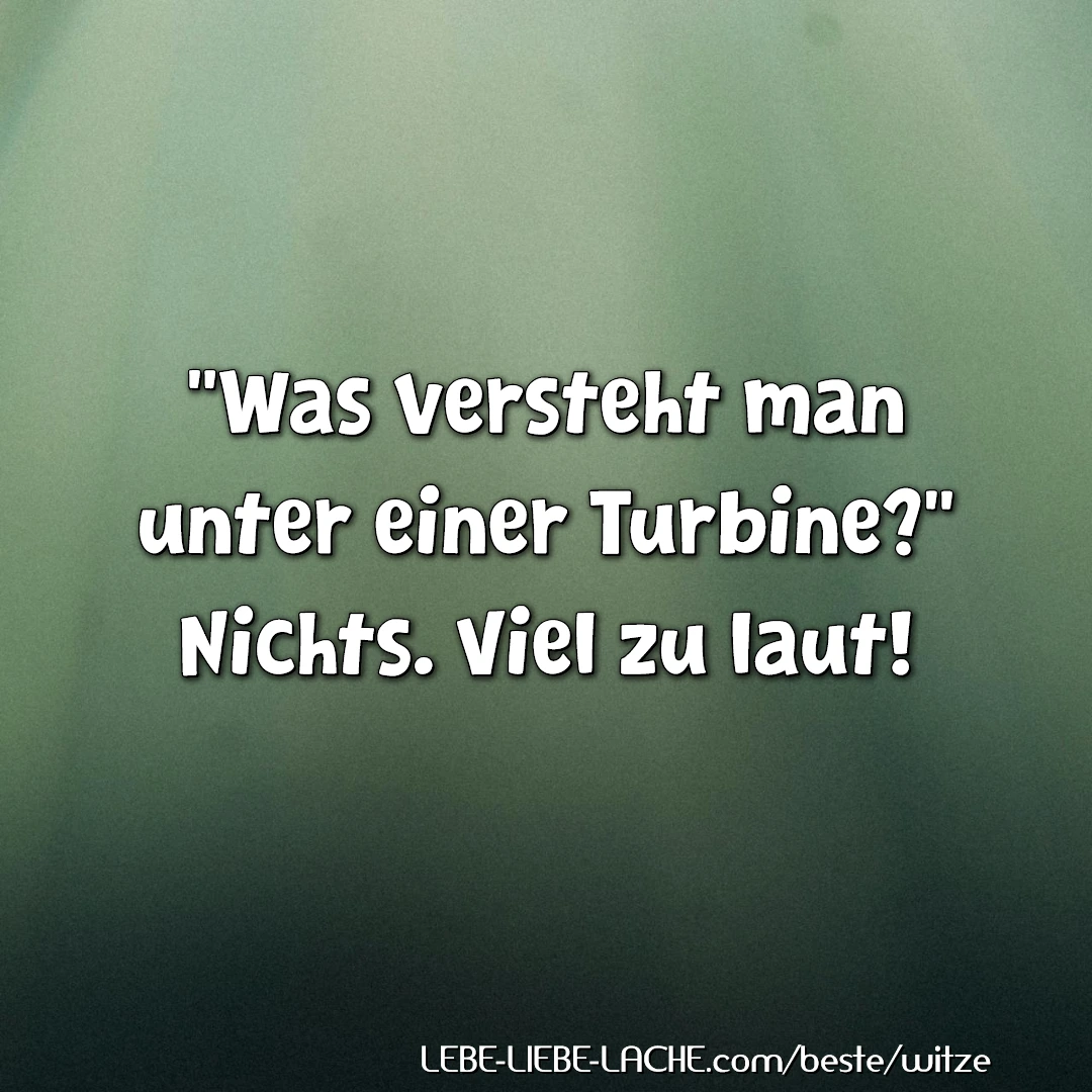 Was versteht man unter einer Turbine? Nichts. Viel zu laut!