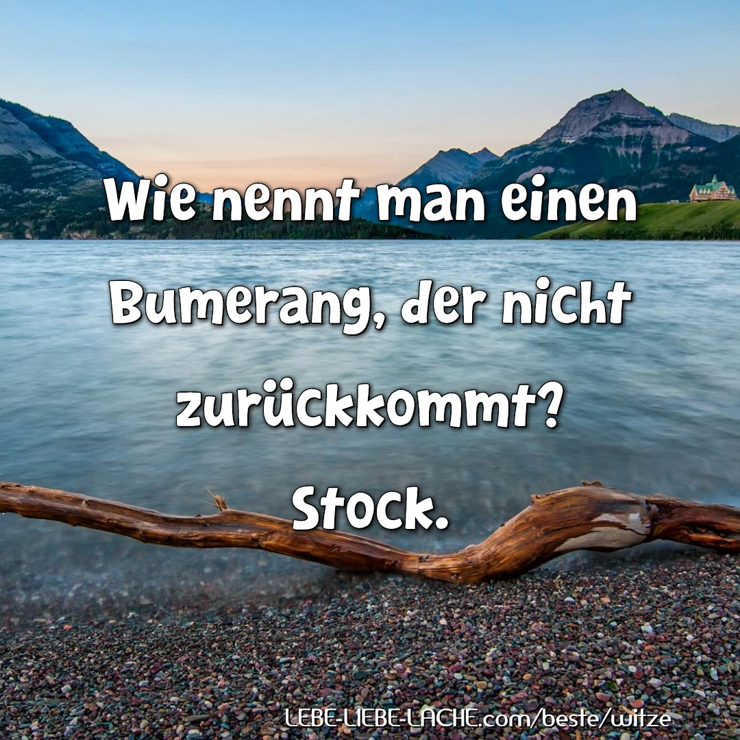 Wie nennt man einen Bumerang, der nicht zurückkommt? Stock.