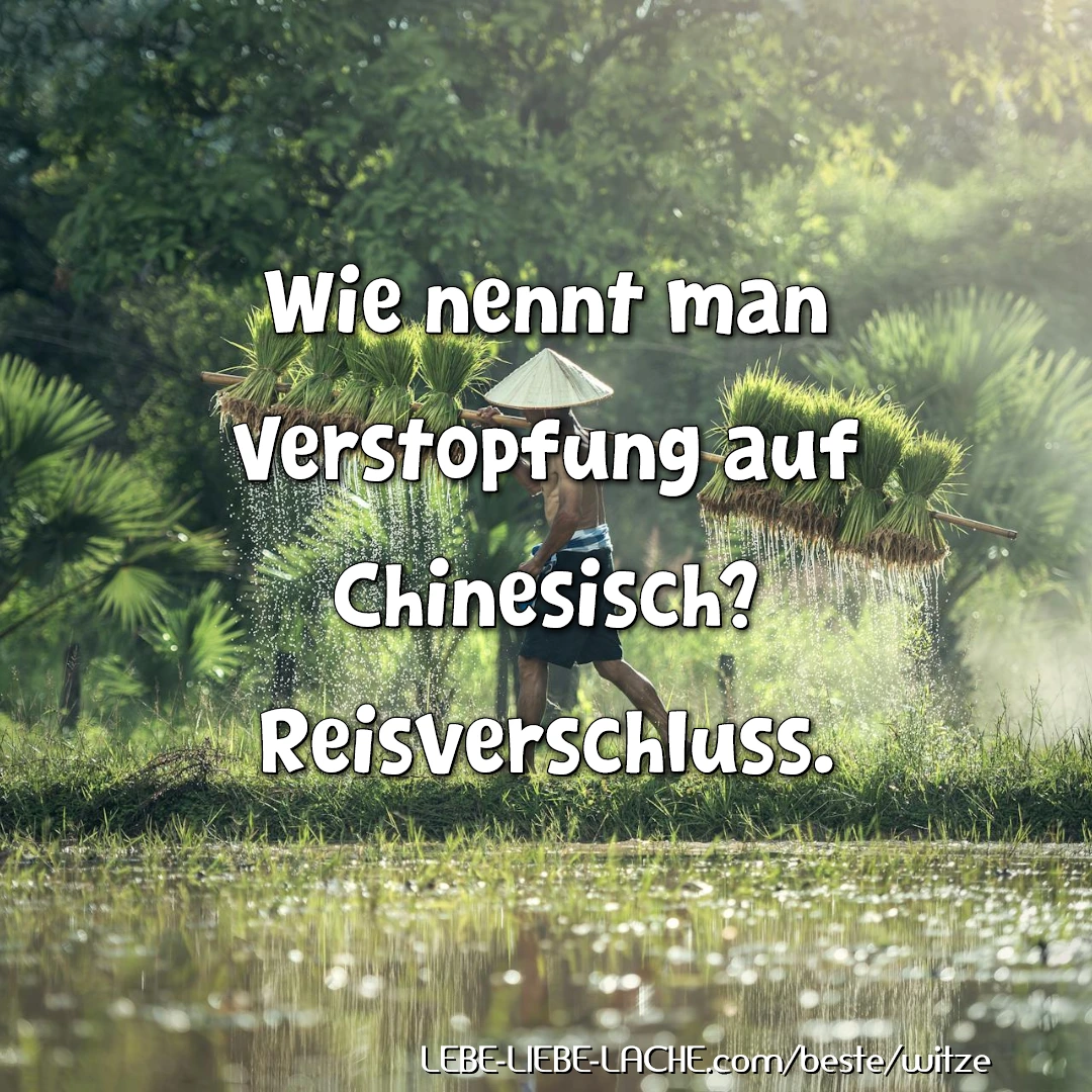 Wie nennt man Verstopfung auf Chinesisch? Reisverschluss.