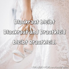 Blaukraut bleibt Blaukraut und Brautkleid bleibt Brautkleid.