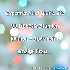 Experten sind Leute, die 99 Liebesstellungen kennen - aber keine einzige Frau