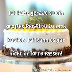 Ich habe gerade so ein großes Berdürfnis nach Kuchen. Ich kann es gar nicht in Torte fassen!