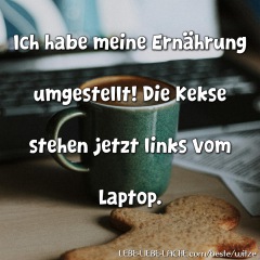 Ich habe meine Ernährung umgestellt! Die Kekse stehen jetzt links vom Laptop.