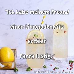 Ich habe meinem Freund einen Limonadenwitz erzählt Fanta lustig.