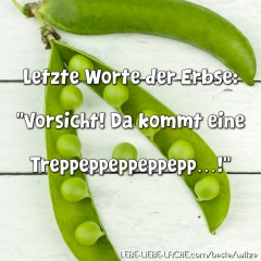 Letzte Worte der Erbse: Vorsicht! Da kommt eine Treppeppeppeppepp !