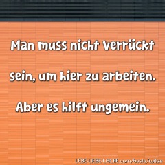 Man muss nicht verrückt sein, um hier zu arbeiten. Aber es hilft ungemein.