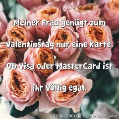 Meiner Frau genügt zum Valentinstag nur eine Karte. Ob Visa oder MasterCard ist ihr völlig egal.