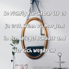 So richtig furchtbar ist es ja erst, wenn Du morgens in den Spiegel schaust und der sich wegdreht