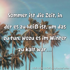 Sommer ist die Zeit, in der es zu heiß ist, um das zu tun, wozu es im Winter zu kalt war