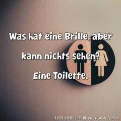 Was hat eine Brille, aber kann nichts sehen? Eine Toilette.