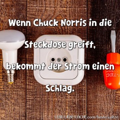 Wenn Chuck Norris in die Steckdose greift, bekommt der Strom einen Schlag.